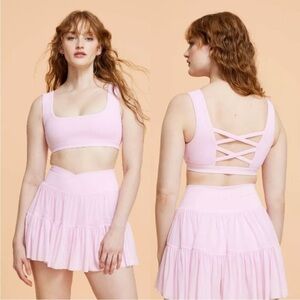 Blogilates Women’s Criss Cross Sports Bra Lilac Snow NWT